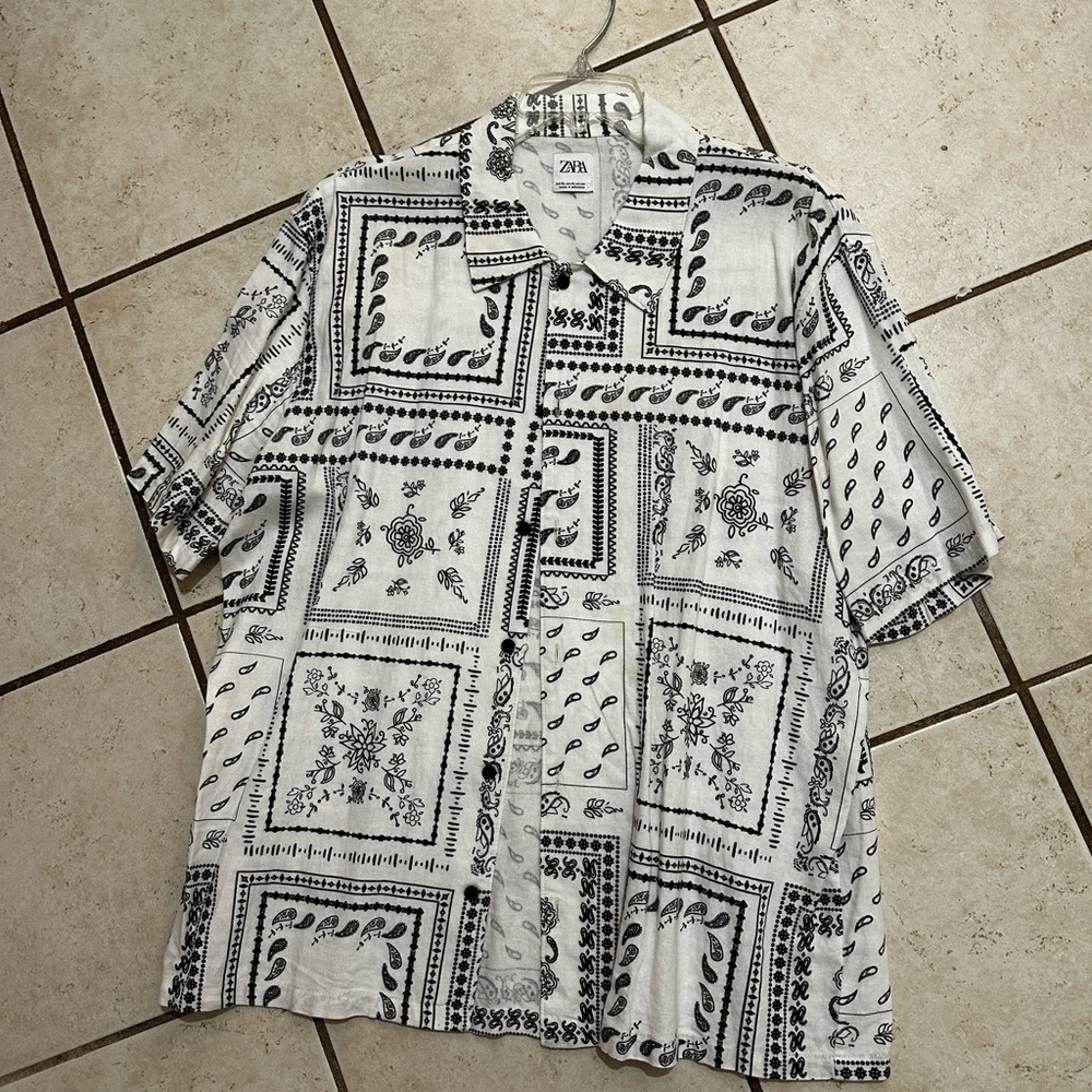 Zara linen pattern shirt